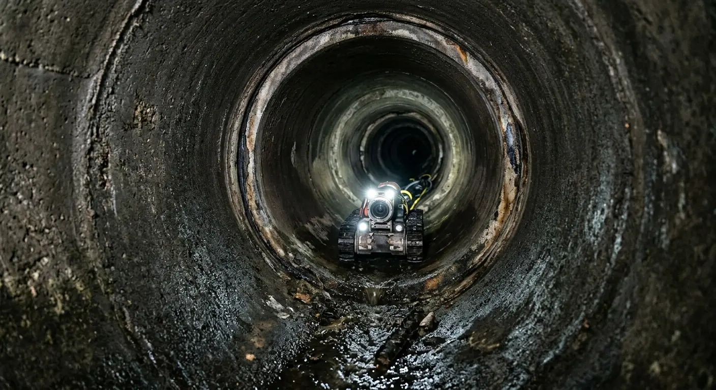 Robotic sewer camera inspecting pipe interior for Sewer Line Repair in Catoosa