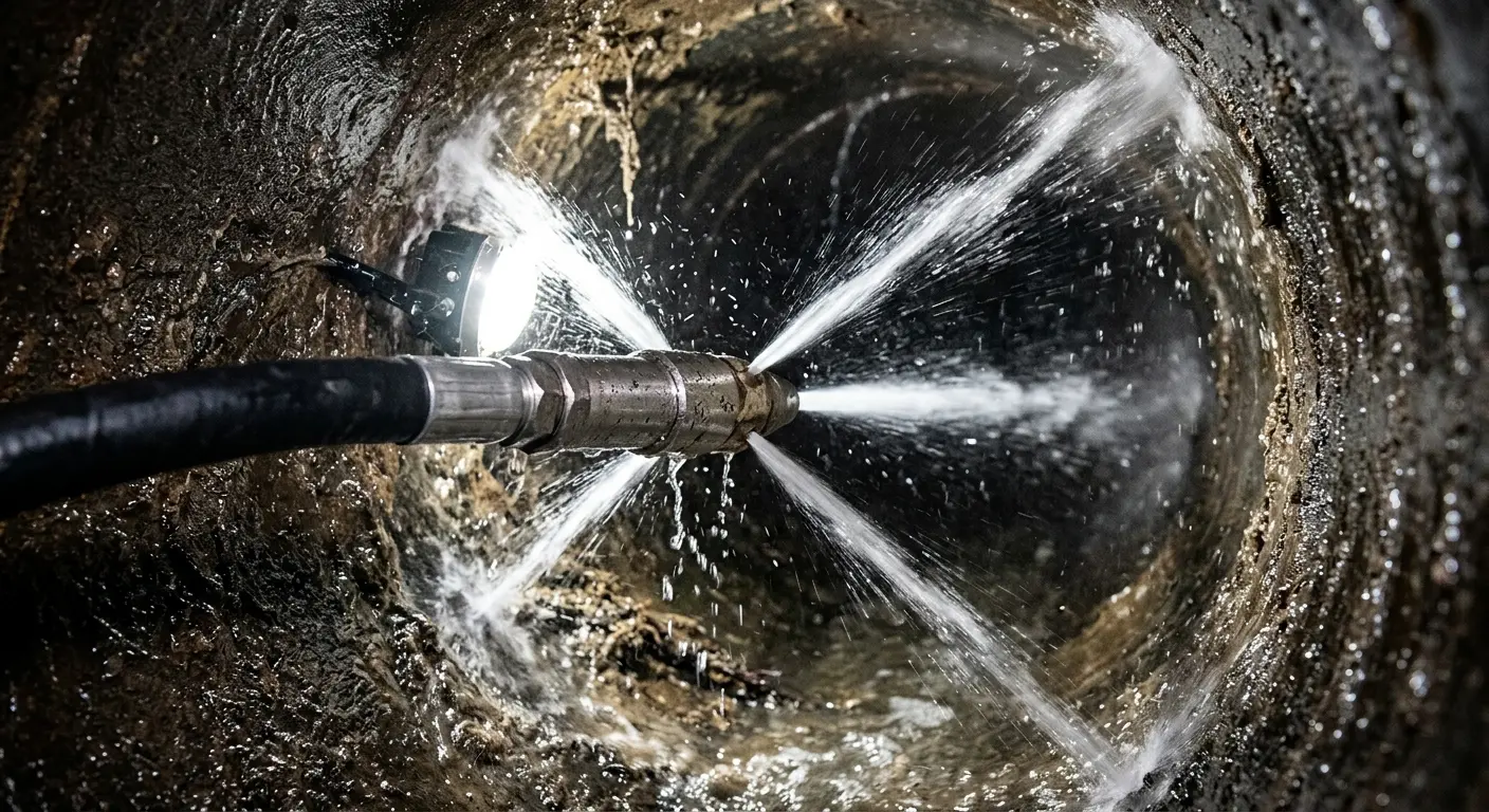 High-pressure hydro jetting nozzle cleaning sewer pipe for Storm Drain Cleaning in Catoosa